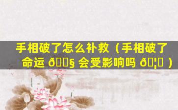 手相破了怎么补救（手相破了命运 🐧 会受影响吗 🦅 ）